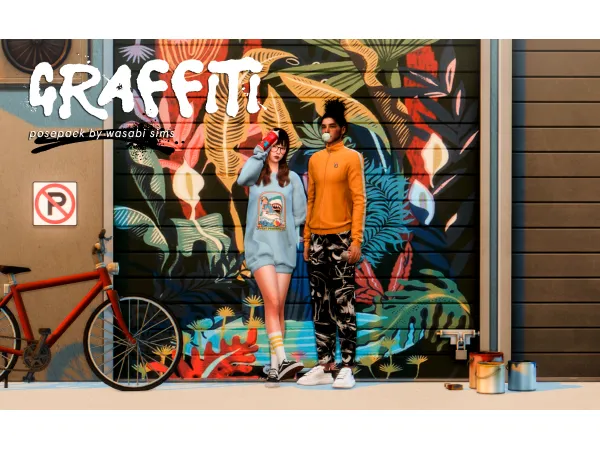 Mix Graffiti posepack collaboration with Simtographies by Wasabi Sims - The Sims 4 Custom Content