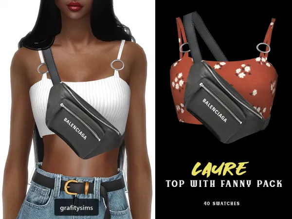 Alpha Laure Top with Fanny Pack - The Sims 4 Custom Content