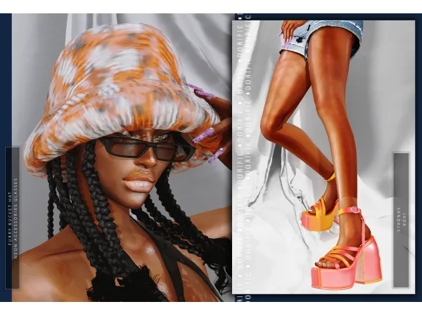 FURRY BUCKET HAT / NEON ACCESSORIES SHADES by