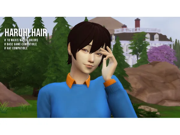 Maxis Match Haruhi hair by megukiru - The Sims 4 Custom Content
