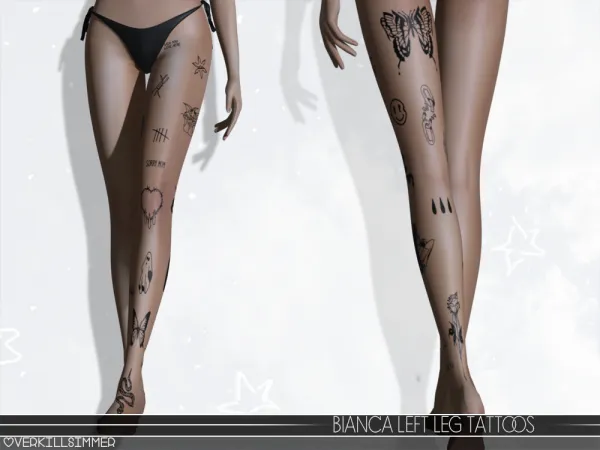Mix Bianca left leg tattoos by overkillsimmer - The Sims 4 Custom Content