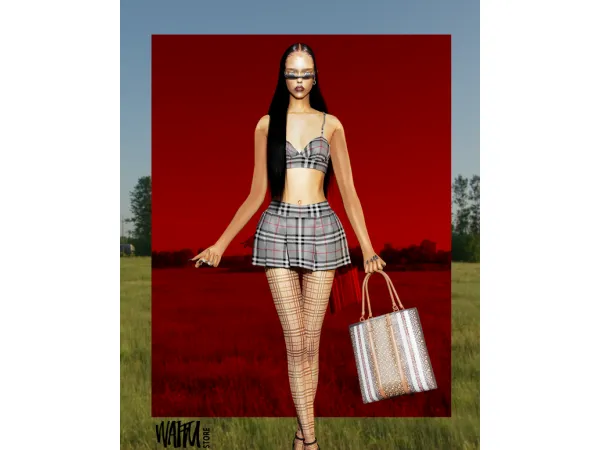 Alpha BURBERRY SET by Waifu - The Sims 4 Custom Content