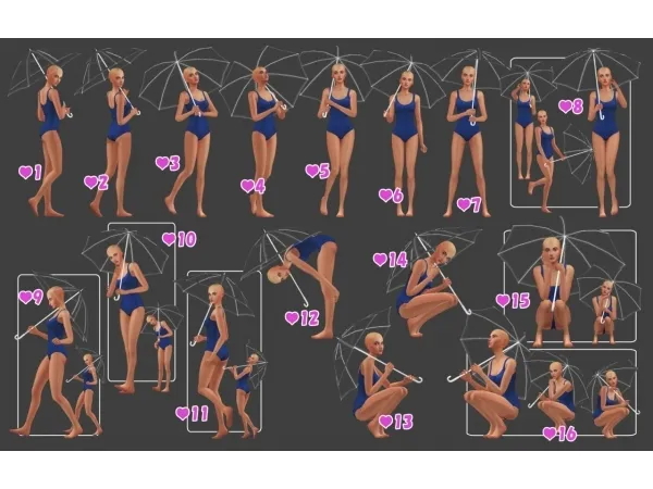 Mix Translucent Umbrella Pose 2 - The Sims 4 Custom Content