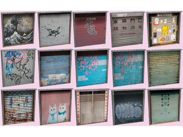 Mix Metal shutter deco doors by Hydrangea - The Sims 4 Custom Content