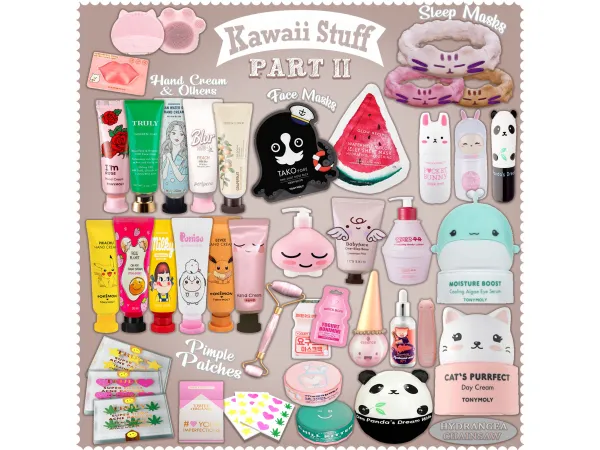 Mix Kawaii Stuff II Cosmetics by Hydrangea - The Sims 4 Custom Content