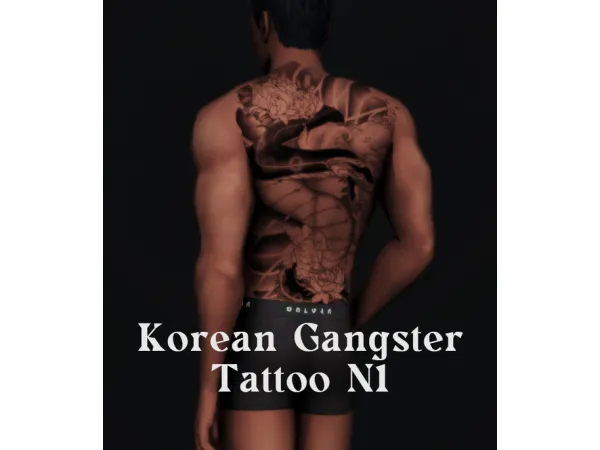 Mix [BIBIDSIMS] Korean Gangster Tattoo N1 - The Sims 4 Custom Content