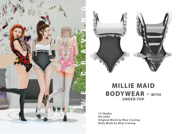 Alpha MAID BODYWEAR by Blue Craving - The Sims 4 Custom Content