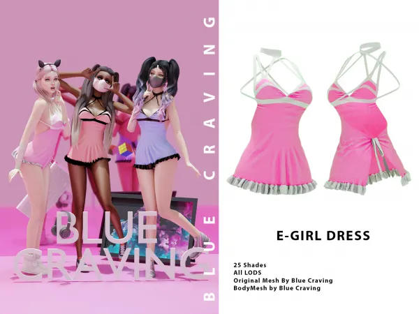 Alpha E Girl Dress with panties by Blue Craving - The Sims 4 Custom Content