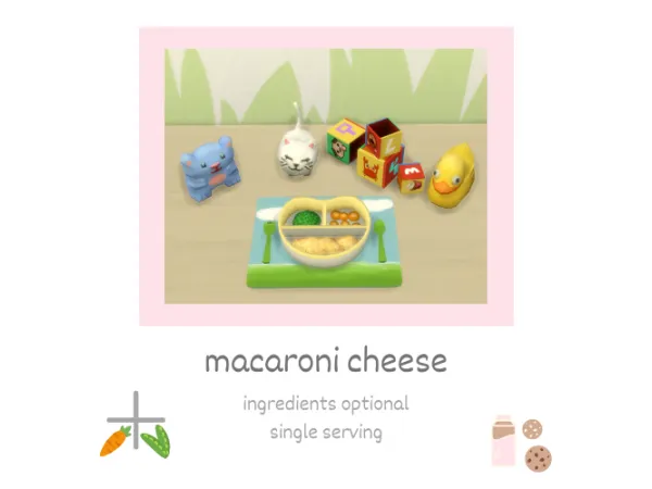 Maxis Match macaroni cheese toddler food by Littlbowbub - The Sims 4 Custom Content