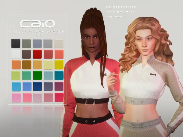 Maxis Match Ribbed Track Jogger Top by caio-cc - The Sims 4 Custom Content