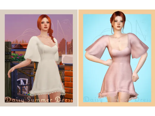 Maxis Match Daisy Summer Dress by DarkNighTt Sims - The Sims 4 Custom Content