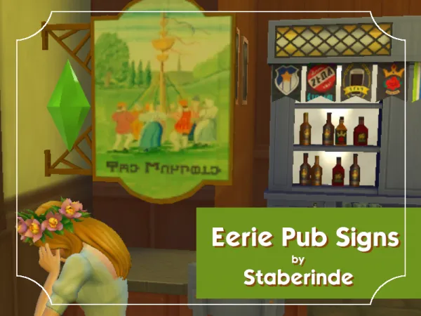 Maxis Match Eerie Pub Signs by Staberinde - The Sims 4 Custom Content