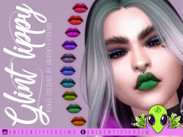 Alpha Glint Lippy Bonus Colours - The Sims 4 Custom Content