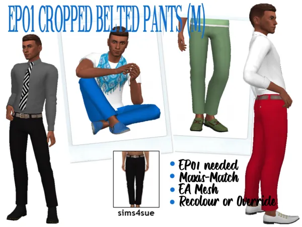 Maxis Match EP01 CROPPED BELTED PANTS (M) - The Sims 4 Custom Content