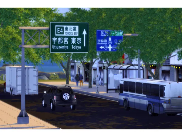 Maxis Match Japanese Highway Road Signs Conversions - The Sims 4 Custom Content