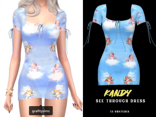 Alpha Kandy See Through Dress - The Sims 4 Custom Content