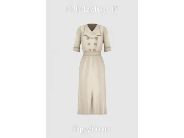 Mix [Lonelyboy] 1930s Day Dress 02 - The Sims 4 Custom Content