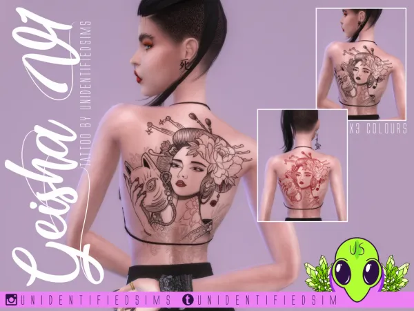 Mix Geisha V1 Tattoo - The Sims 4 Custom Content