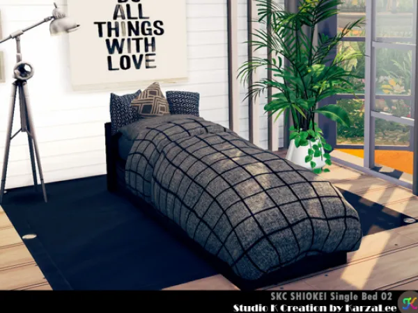 Alpha SKC shiokei single bed 02 - The Sims 4 Custom Content
