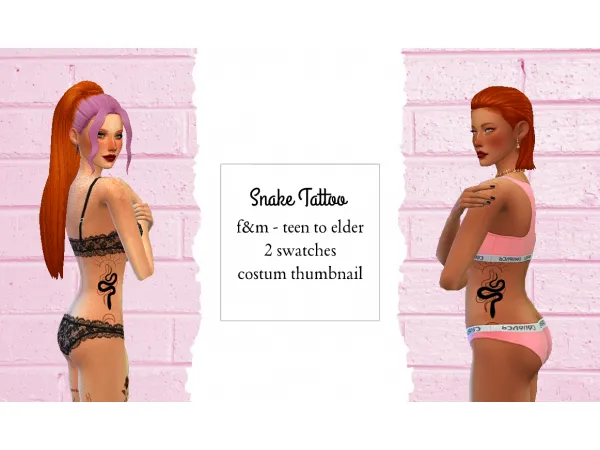 Mix Snake Tattoo Simmer by NekoChan - The Sims 4 Custom Content