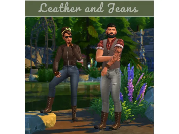 Maxis Match Leather and Jeans a mini clothing collection by FrenchieSimGirl - The Sims 4 Custom Content