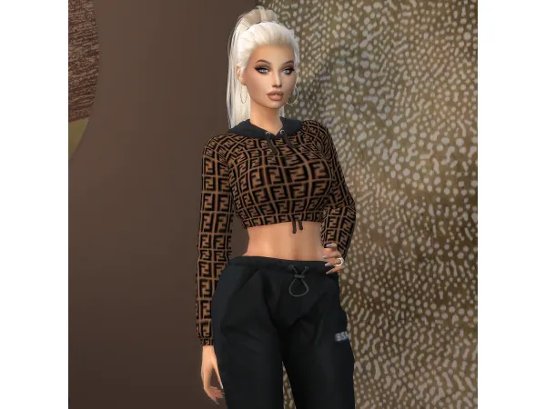 Mix Fendi Cropped Hoodie by PlatinumLuxeSims - The Sims 4 Custom Content
