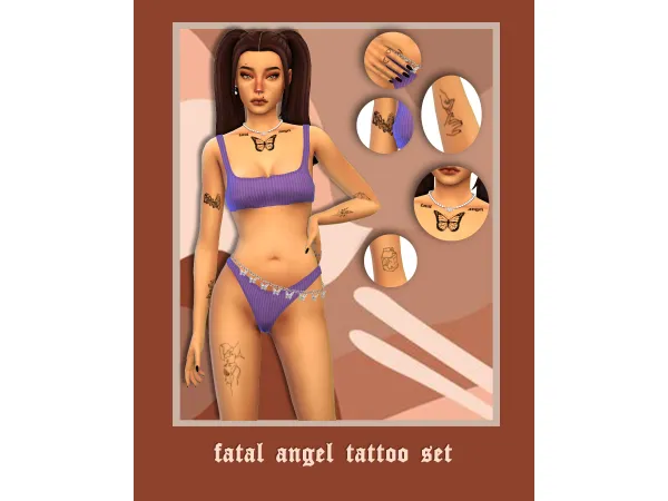 Mix fatal angel tattoo set by lotuswhim - The Sims 4 Custom Content