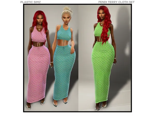 Alpha PLASTICsimz Fendi Terry Cloth Set - The Sims 4 Custom Content