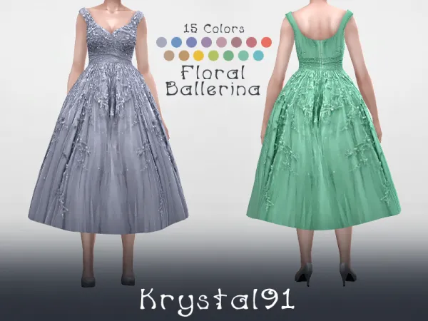 Maxis Match Floral Ballerina Dress - The Sims 4 Custom Content