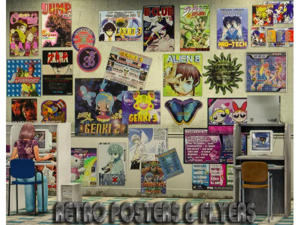 Mix RETRO POSTERS AND FLYERS - The Sims 4 Custom Content