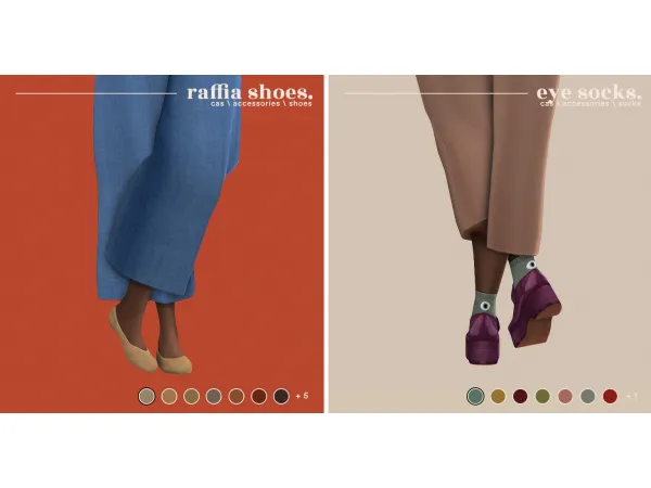 Maxis Match raffia shoes eye socks by simsfinds - The Sims 4 Custom Content