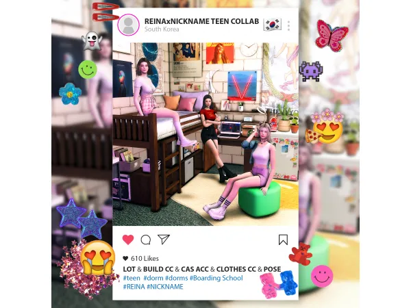 Alpha [NICKNAMExREINA] TEEN COLLAB CAS by simsfinds - The Sims 4 Custom Content