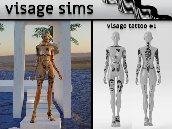 Mix visage tattoo 1 - The Sims 4 Custom Content