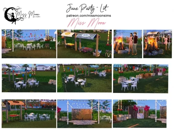 Alpha June Party Lot by missmoonsims - The Sims 4 Custom Content