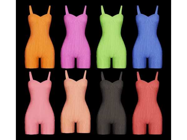 Alpha Ribbed Playsuits - The Sims 4 Custom Content