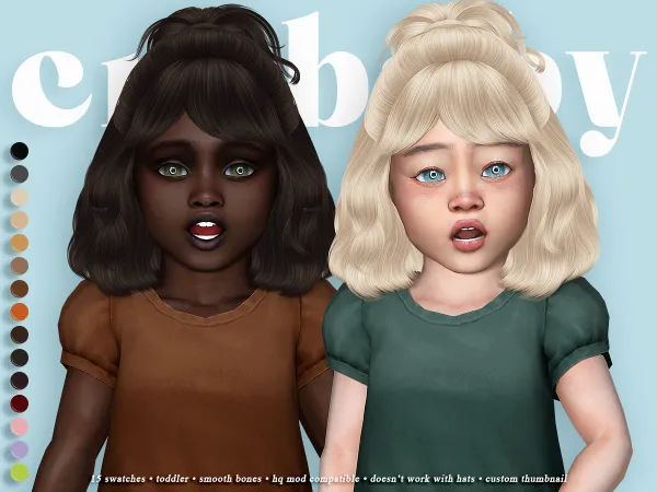 Alpha crybaby fire hair (nightcrawler) toddler - The Sims 4 Custom Content