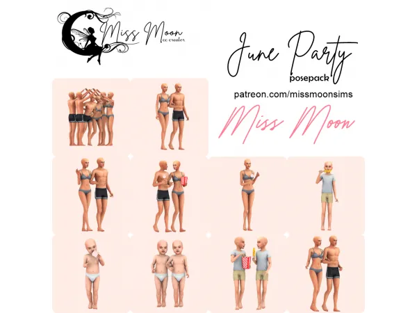 Mix June Party posepack by missmoonsims - The Sims 4 Custom Content