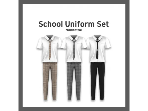Alpha [MALE] SCHOOL UNIFORM SET for summer by nuribatsal - The Sims 4 Custom Content