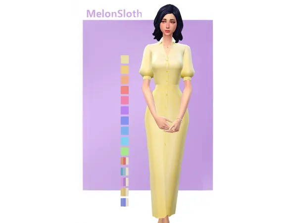 Maxis Match Longer yellow summer dress - The Sims 4 Custom Content