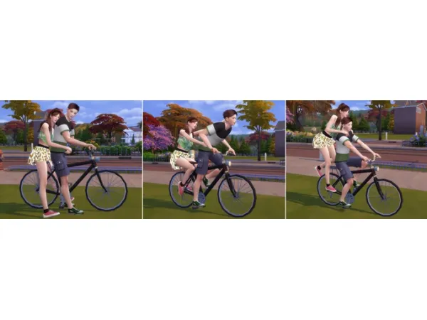 Mix Bicycle Poses (Couple Pose) by simsfinds - The Sims 4 Custom Content