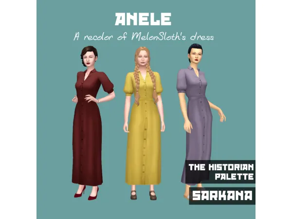 Maxis Match Longer yellow summer dress recolor in historian - The Sims 4 Custom Content