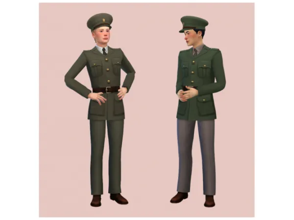 Maxis Match Midcentury Military Uniform - The Sims 4 Custom Content