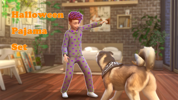 Maxis Match Cozy_yeons Halloween Pajama Set by simsfinds - The Sims 4 Custom Content