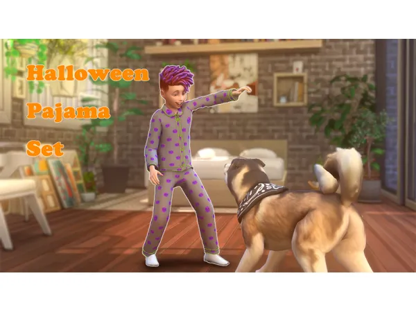 Maxis Match Cozy_yeons Halloween Pajama Set - The Sims 4 Custom Content