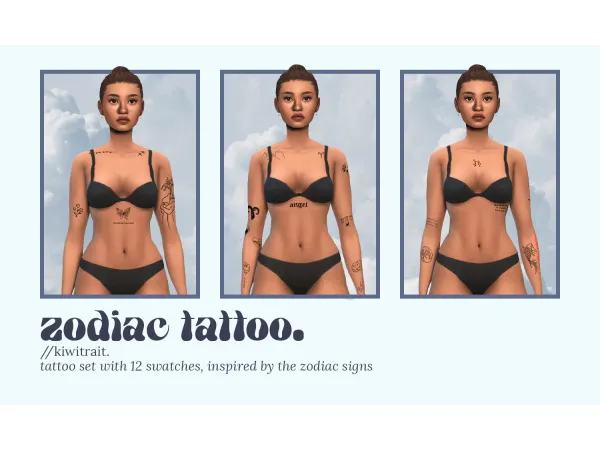 Mix zodiac tattoo by Kiwitrait - The Sims 4 Custom Content