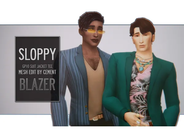 Maxis Match Sloppy Blazer GP10 Suit Jacket Tee Mesh Edit - The Sims 4 Custom Content