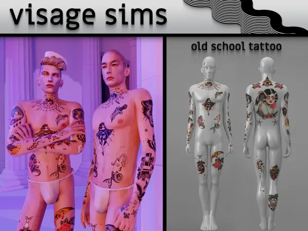 Mix old school tattoo - The Sims 4 Custom Content