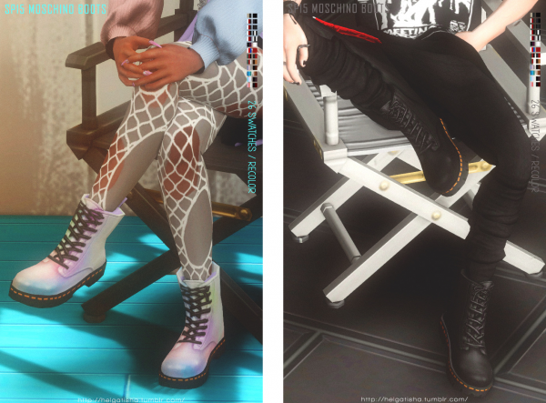 Maxis Match [helgatisha] Recolor SP15 Moschino Boots Pattern by simsfinds - The Sims 4 Custom Content