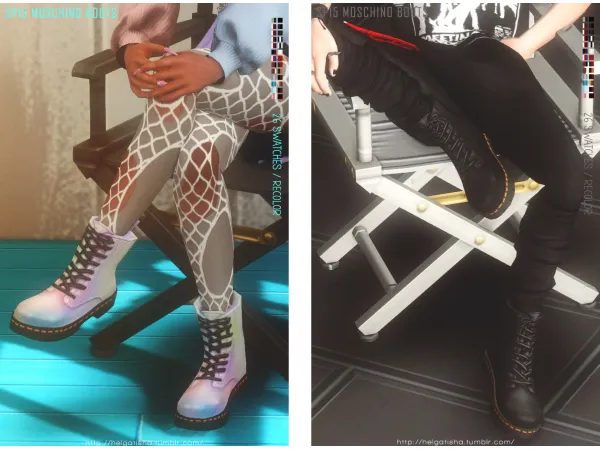 Maxis Match [helgatisha] Recolor SP15 Moschino Boots Pattern - The Sims 4 Custom Content