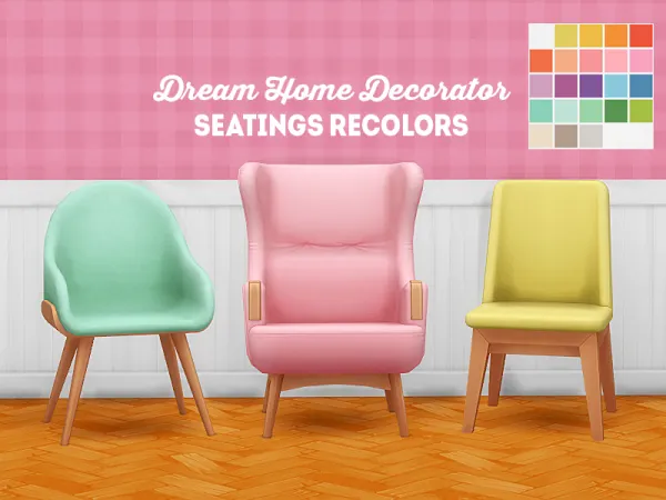 Maxis Match dream home decorator seatings recolors - The Sims 4 Custom Content